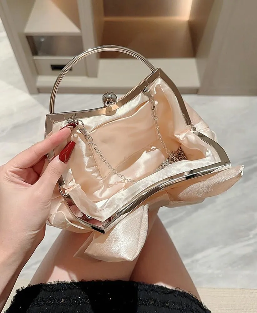 Bow-tie Satin Clutch for Women Trendy Evening Handbag Chic Purse Gorgeous Handbags for Parties Wedding