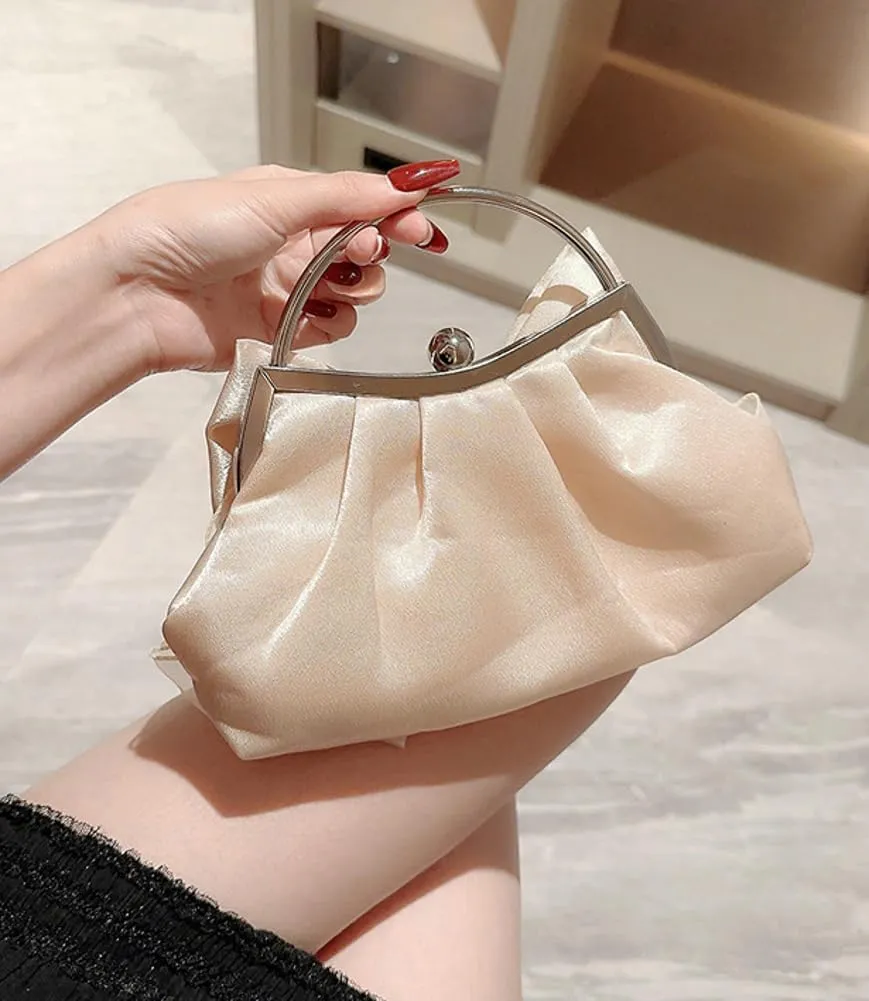 Bow-tie Satin Clutch for Women Trendy Evening Handbag Chic Purse Gorgeous Handbags for Parties Wedding