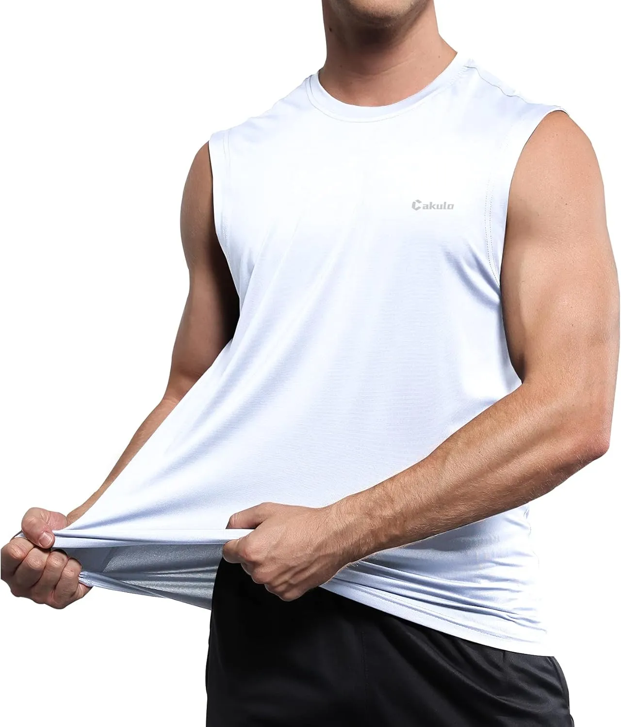 Cakulo Men's Workout Swim Sleeveless Shirts Quick Dry Beach Pool Tech Running Athletic Exercise Muscle Tank Top Big and Tall