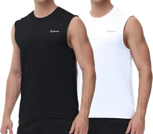 Cakulo Men's Workout Swim Sleeveless Shirts Quick Dry Beach Pool Tech Running Athletic Exercise Muscle Tank Top Big and Tall