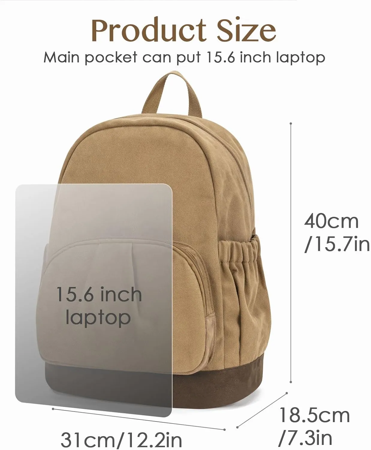 Canvas Backpack for Women Men Lightweight Bookbag for College Aesthetic Backpack for Travel Casual Daypack