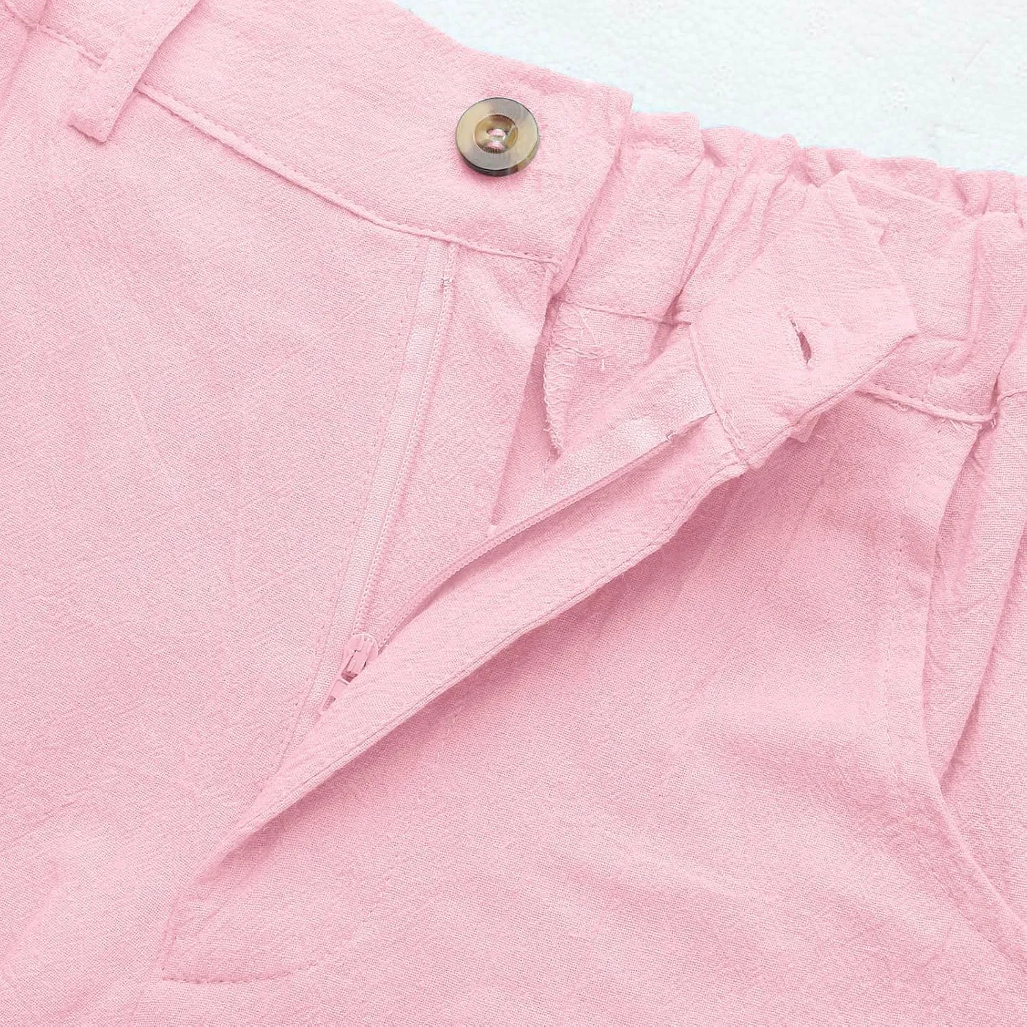 Capris Pants for Women Dressy Linen Pants Casual Summer Pant Button Straight High Waist Pant Pocket Cropped Trousers