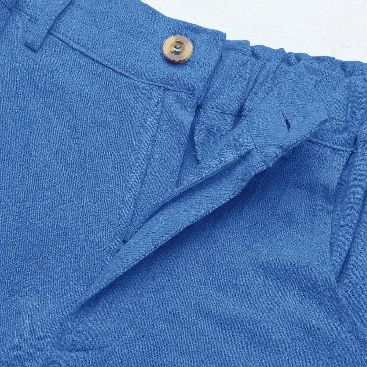 Capris Pants for Women Dressy Linen Pants Casual Summer Pant Button Straight High Waist Pant Pocket Cropped Trousers