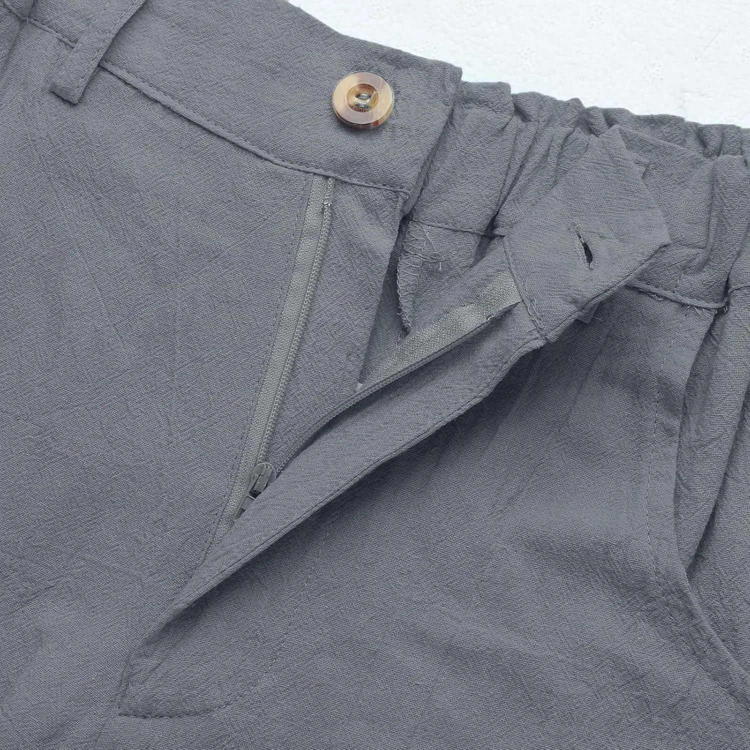 Capris Pants for Women Dressy Linen Pants Casual Summer Pant Button Straight High Waist Pant Pocket Cropped Trousers