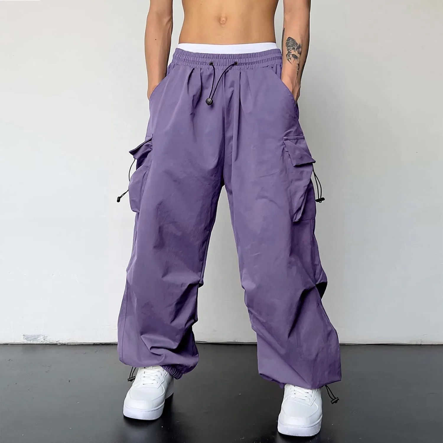 Cargo Joggers Men Stretch Casual Joggers Elastic Waist Drawstring Streetwear Pant Sweatpants with Pockets