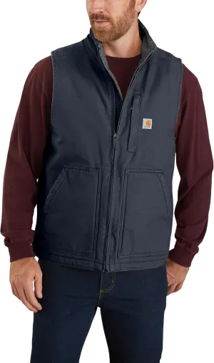 Carhartt Men's Loose Fit Washed Duck Sherpa-Lined Mock-Neck Vest
