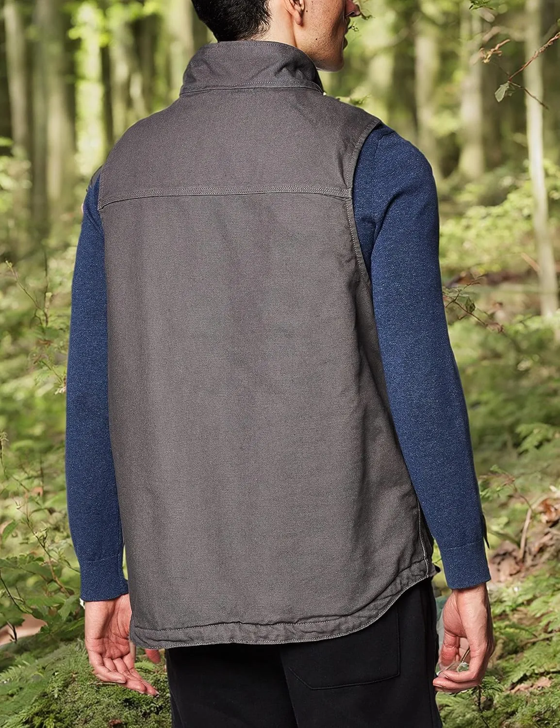 Carhartt Men's Loose Fit Washed Duck Sherpa-Lined Mock-Neck Vest