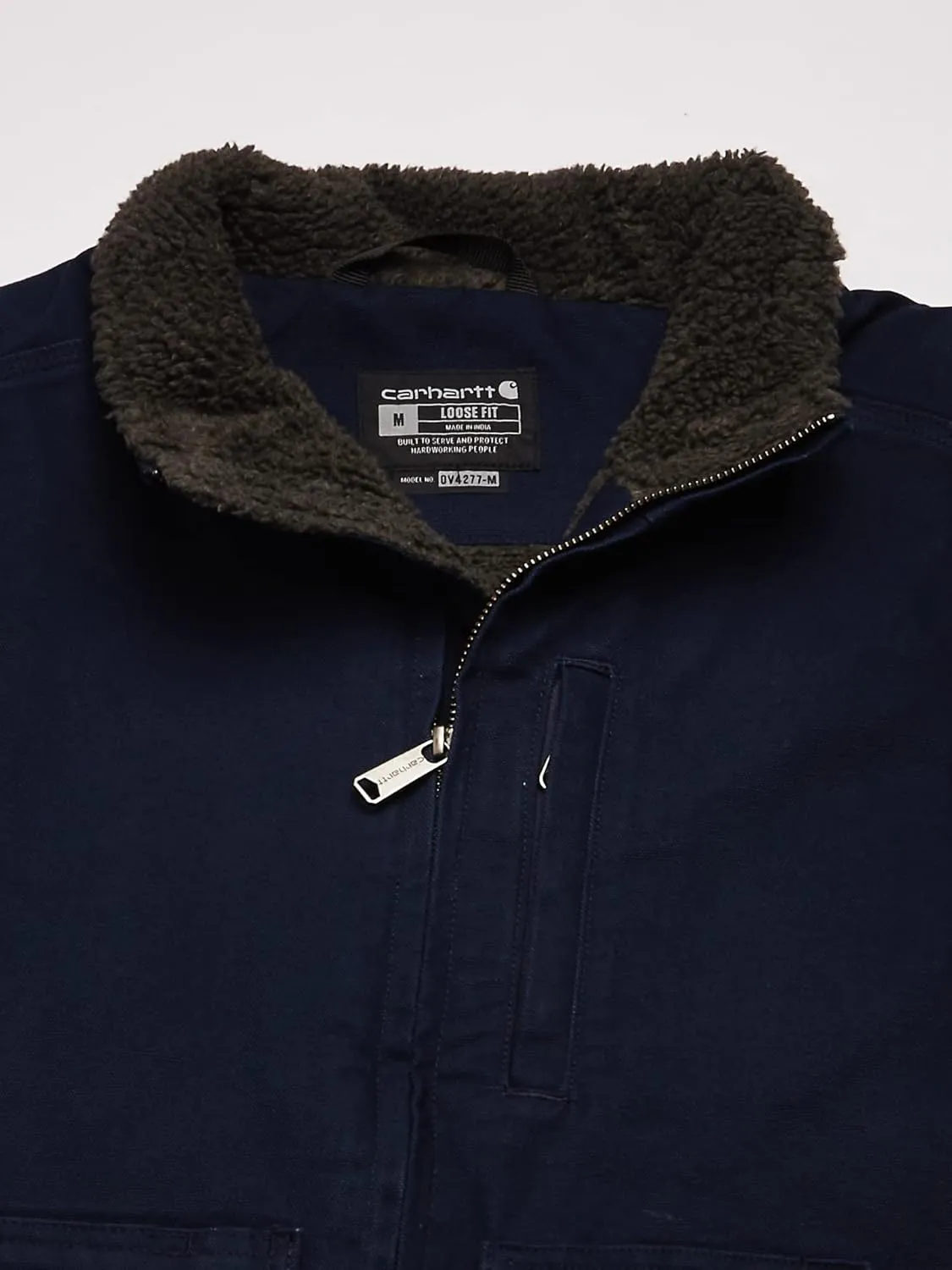 Carhartt Men's Loose Fit Washed Duck Sherpa-Lined Mock-Neck Vest