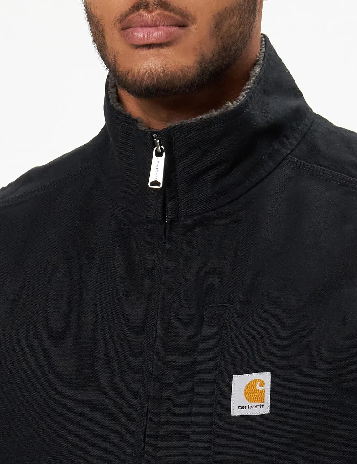 Carhartt Men's Loose Fit Washed Duck Sherpa-Lined Mock-Neck Vest