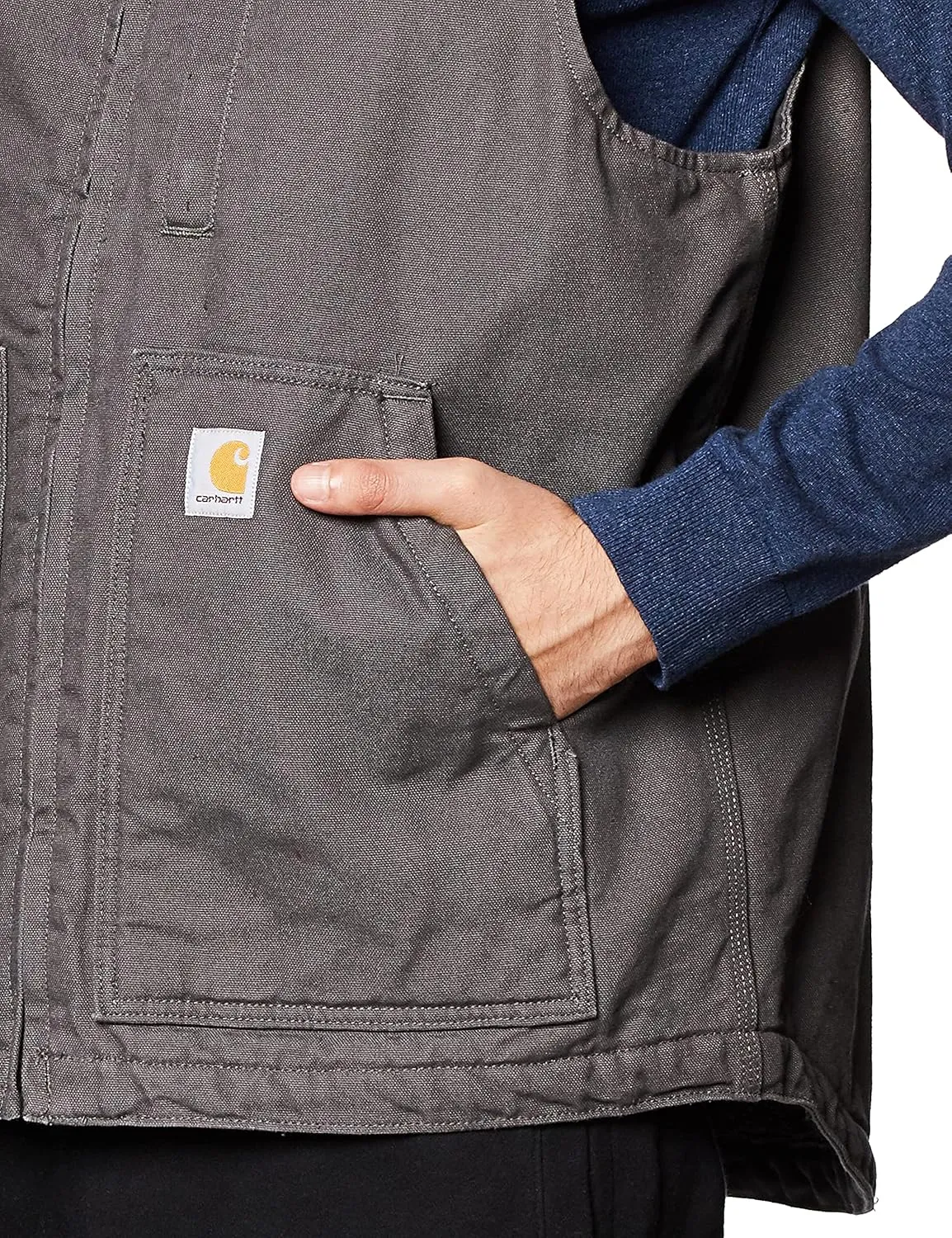 Carhartt Men's Loose Fit Washed Duck Sherpa-Lined Mock-Neck Vest
