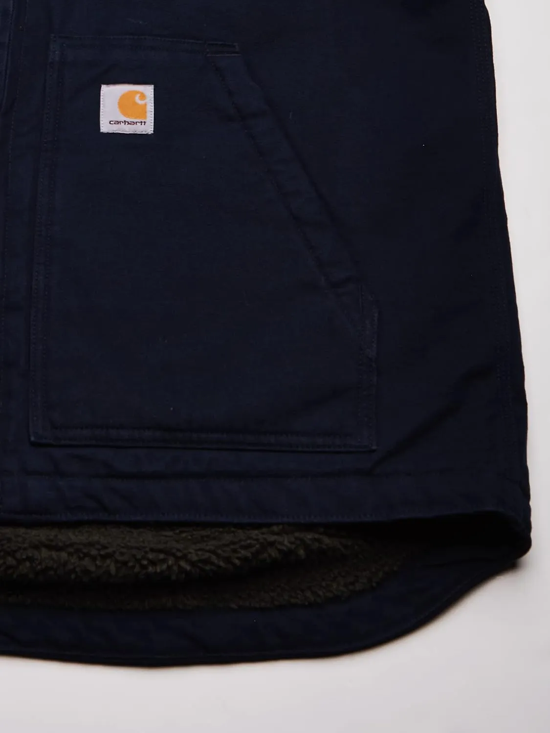 Carhartt Men's Loose Fit Washed Duck Sherpa-Lined Mock-Neck Vest