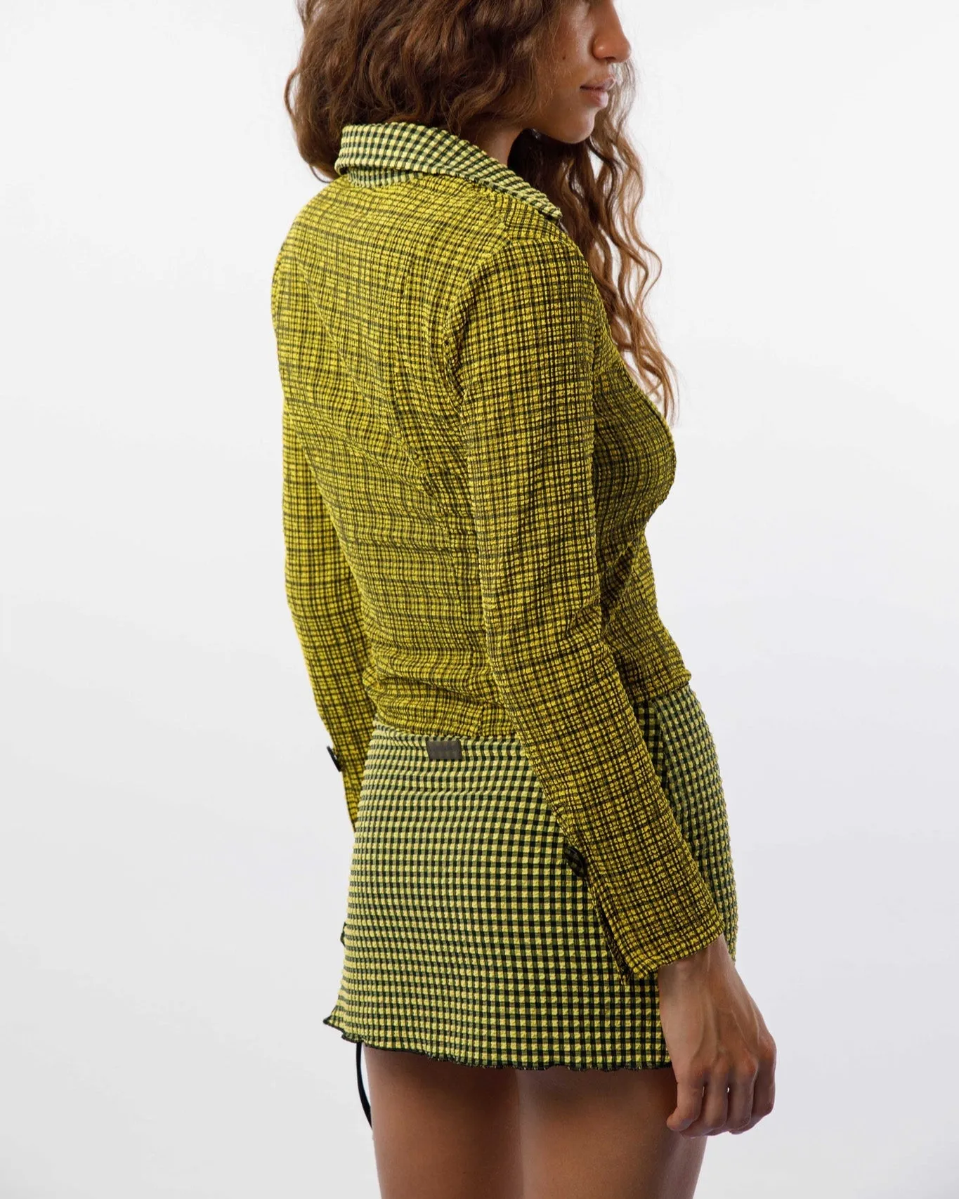 Caro Luna: Meli Seersucker Mini Skirt - Yellow Gingham