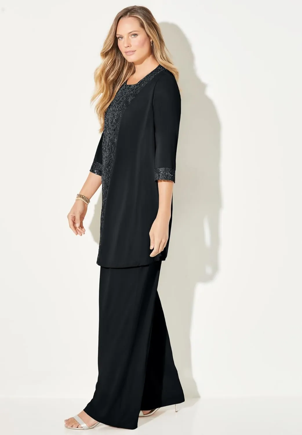 Catherines Women's Plus Size 3-Piece Lace Gala Pant Suit
