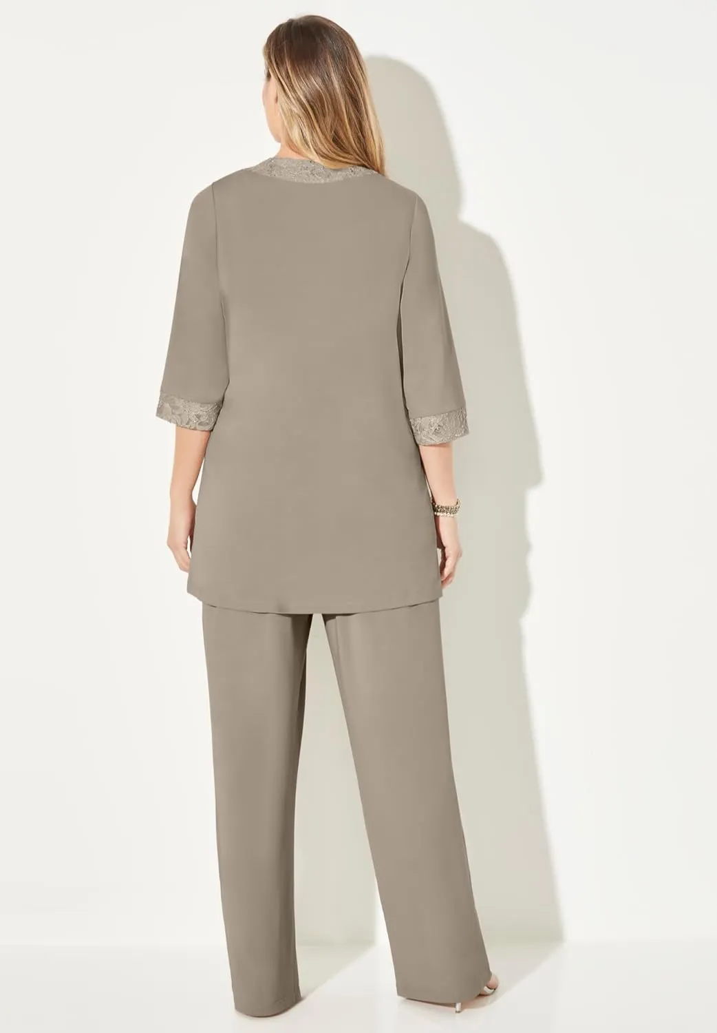 Catherines Women's Plus Size 3-Piece Lace Gala Pant Suit