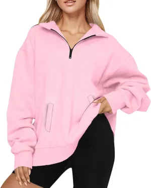 ChicCrate Sweatshirt for Women Casual Zipper Neck Tops Fashion Oversized Sweatshirt Long Sleeve Workout Pullover