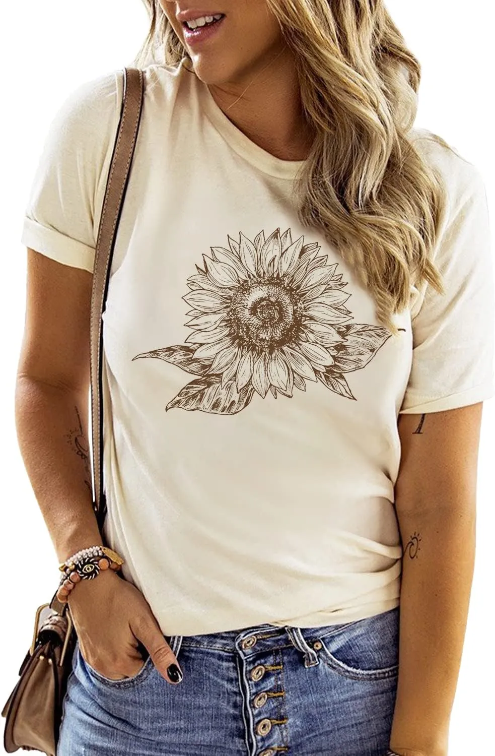 Chulianyouhuo Sunflower Graphic Shirt for Women Cute Flower Short Sleeve Ladies Tee Tops Teen Girls Casual T Shirt