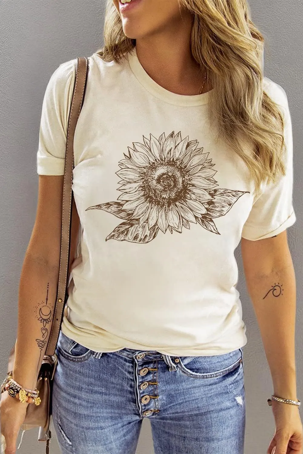 Chulianyouhuo Sunflower Graphic Shirt for Women Cute Flower Short Sleeve Ladies Tee Tops Teen Girls Casual T Shirt