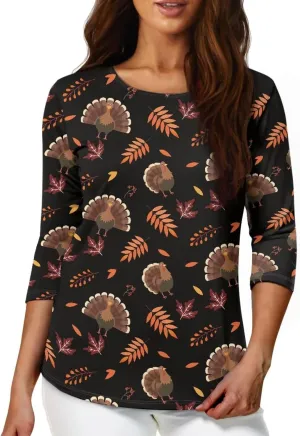 Coloranimal Three-Quarter Sleeve Shirts for Womens Tops Summer 3/4 Sleeve Y2K T Shirts Tee S-2XL