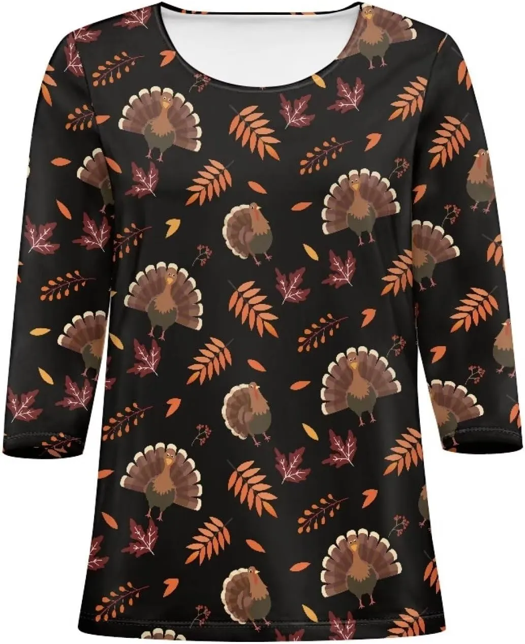 Coloranimal Three-Quarter Sleeve Shirts for Womens Tops Summer 3/4 Sleeve Y2K T Shirts Tee S-2XL