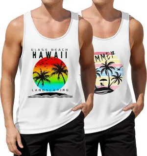 COOFANDY Men's Floral Tank Top Sleeveless Tees All Over Print Casual Sport T-Shirts Hawaii Beach Vacation