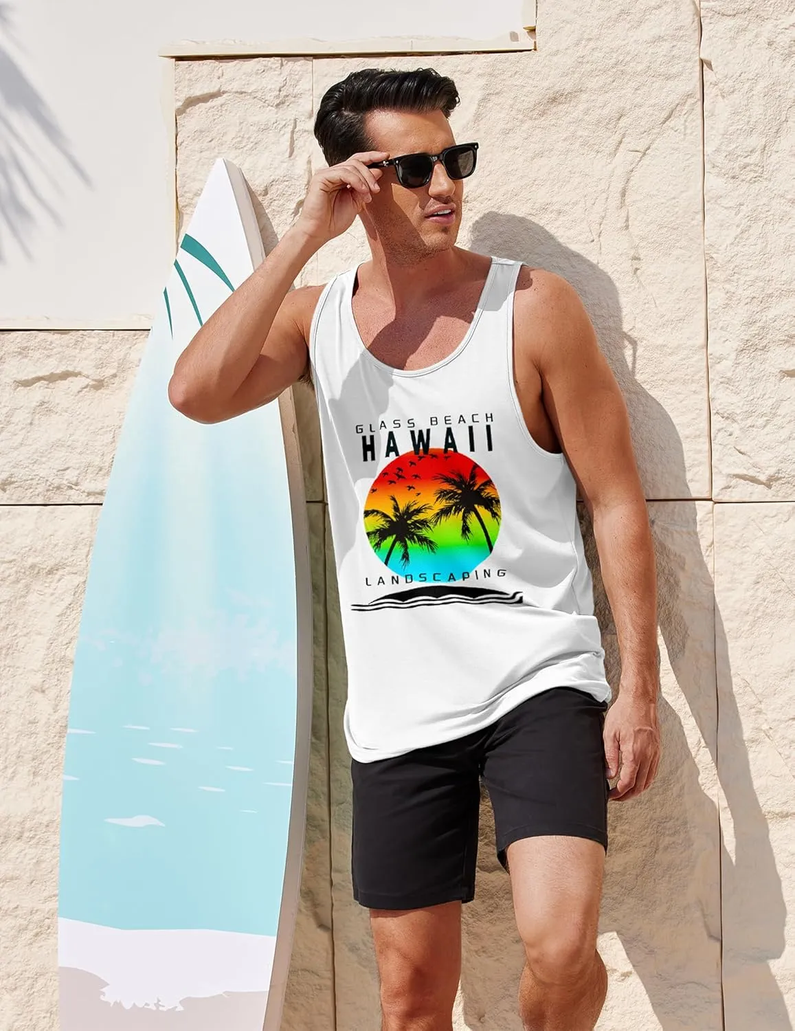 COOFANDY Men's Floral Tank Top Sleeveless Tees All Over Print Casual Sport T-Shirts Hawaii Beach Vacation