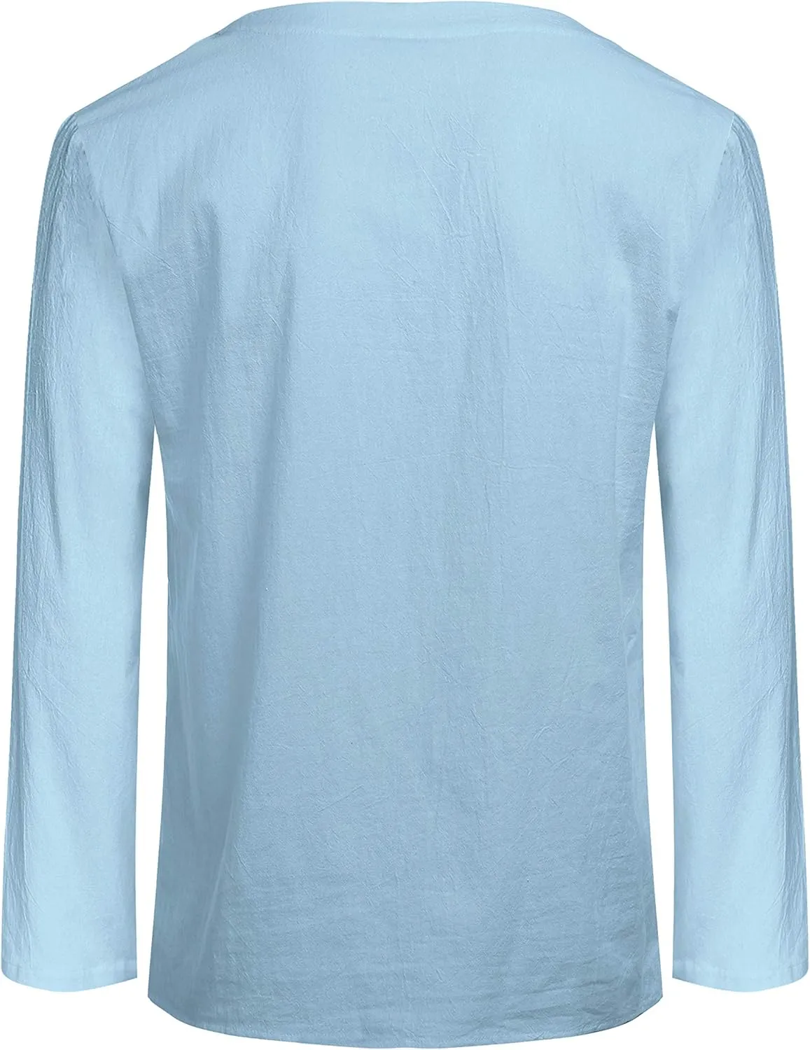 COOFANDY Mens Linen Beach Tee Shirts Cotton Hippie Shirts V Neck Long Sleeve Tunic Big and Tall Yoga Shirt