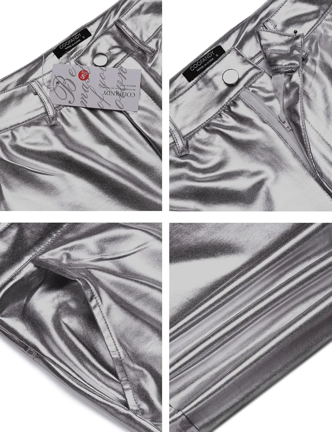 COOFANDY Men's Metallic Shiny Pants Night Club Pants 70s 80s 90s Disco Pant Party Dance Straight Leg Trousers