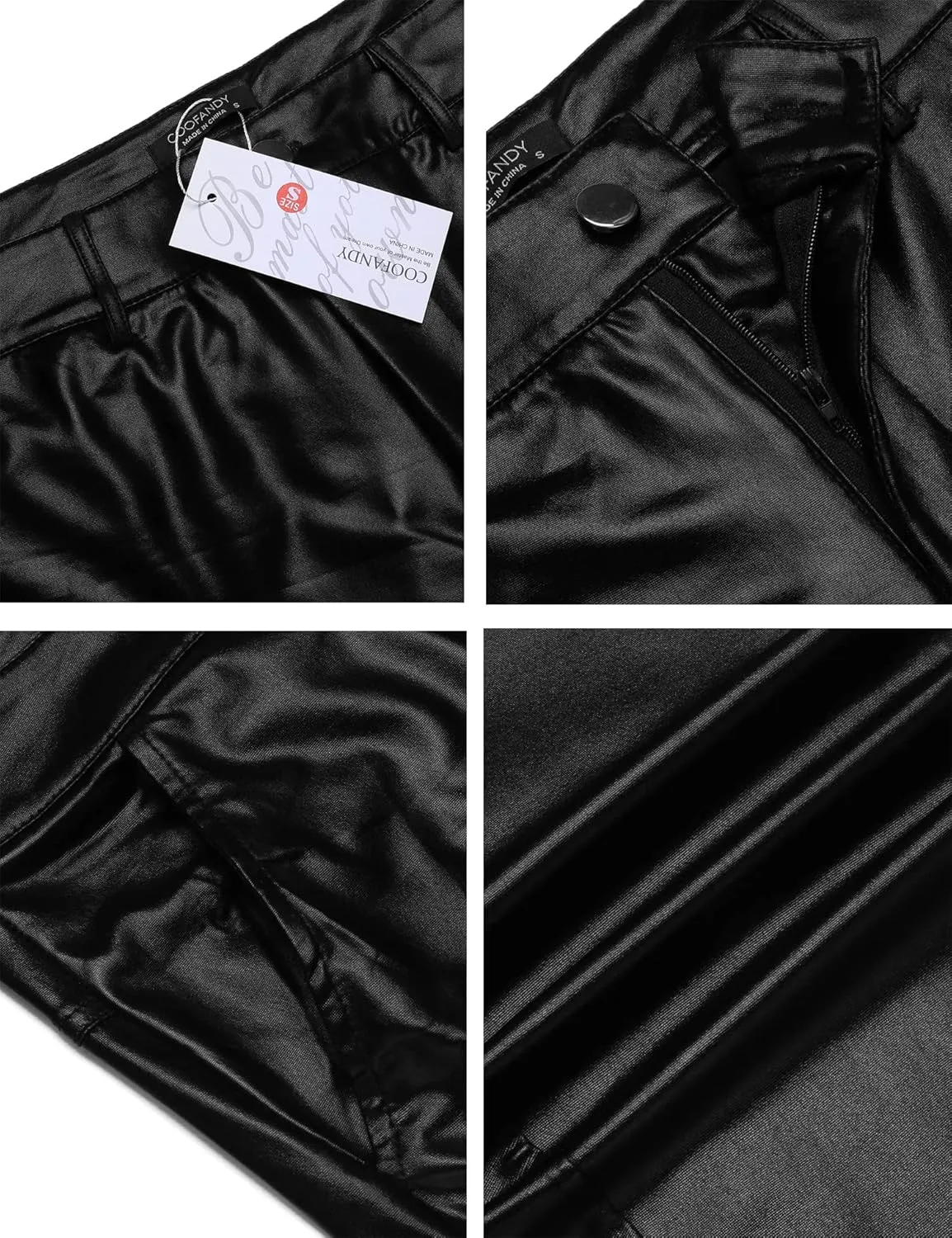 COOFANDY Men's Metallic Shiny Pants Night Club Pants 70s 80s 90s Disco Pant Party Dance Straight Leg Trousers