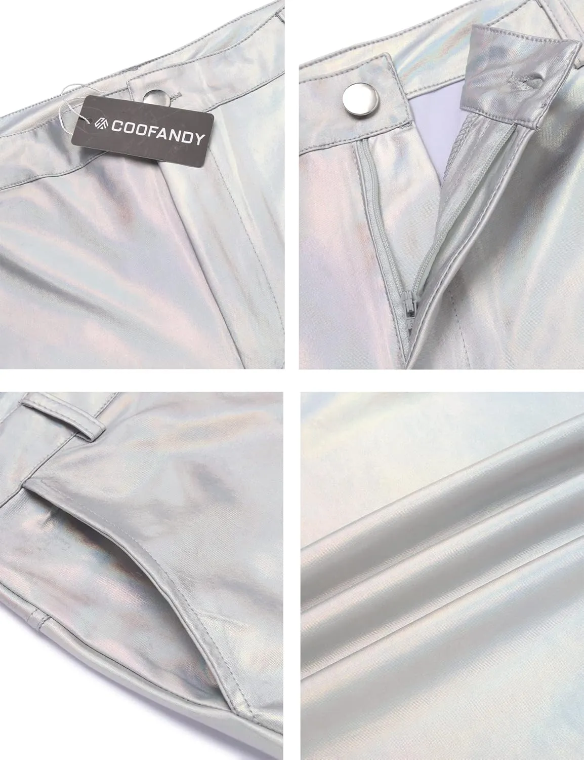 COOFANDY Men's Metallic Shiny Pants Night Club Pants 70s 80s 90s Disco Pant Party Dance Straight Leg Trousers
