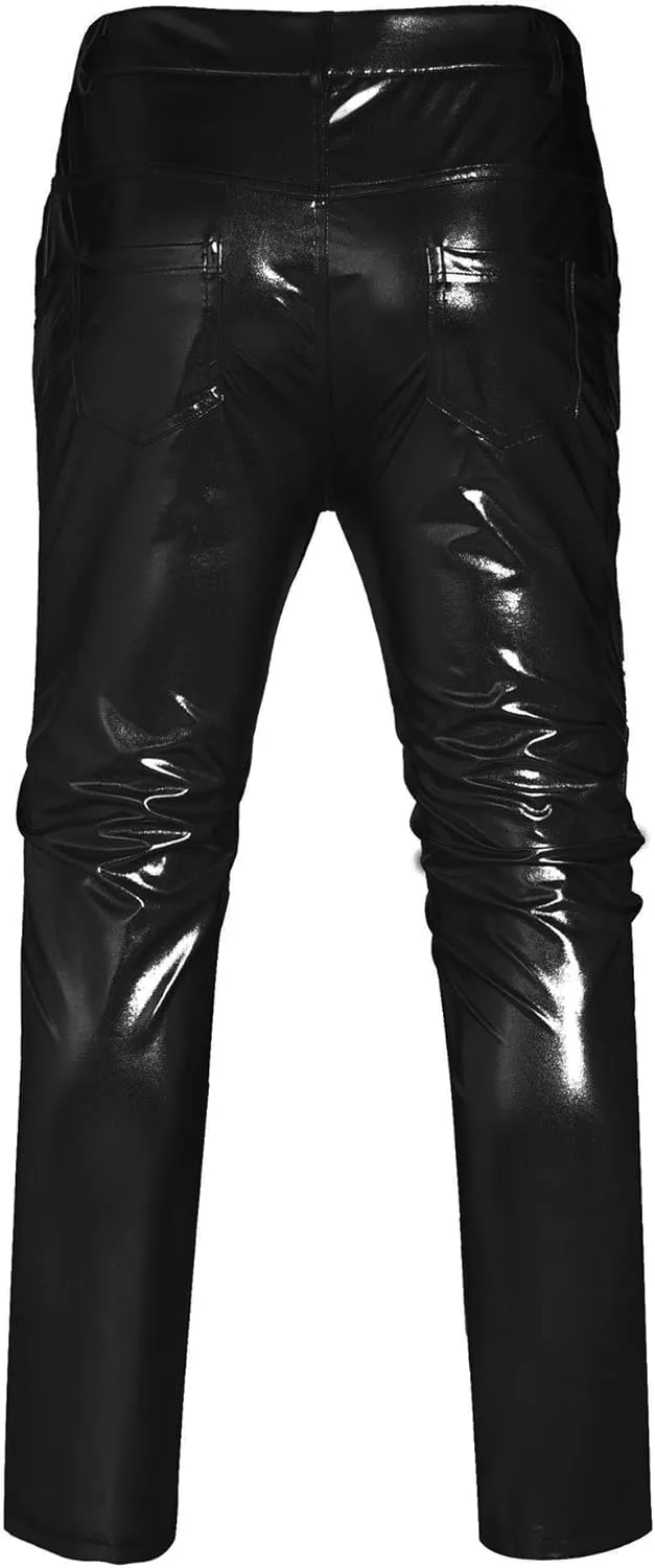 COOFANDY Men's Metallic Shiny Pants Night Club Pants 70s 80s 90s Disco Pant Party Dance Straight Leg Trousers