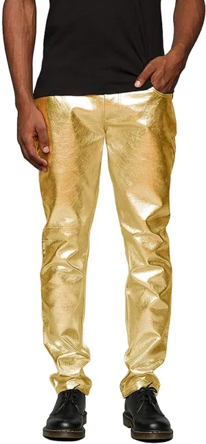 COOFANDY Men's Metallic Shiny Pants Night Club Pants 70s 80s 90s Disco Pant Party Dance Straight Leg Trousers
