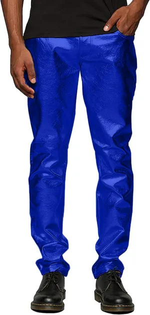 COOFANDY Men's Metallic Shiny Pants Night Club Pants 70s 80s 90s Disco Pant Party Dance Straight Leg Trousers