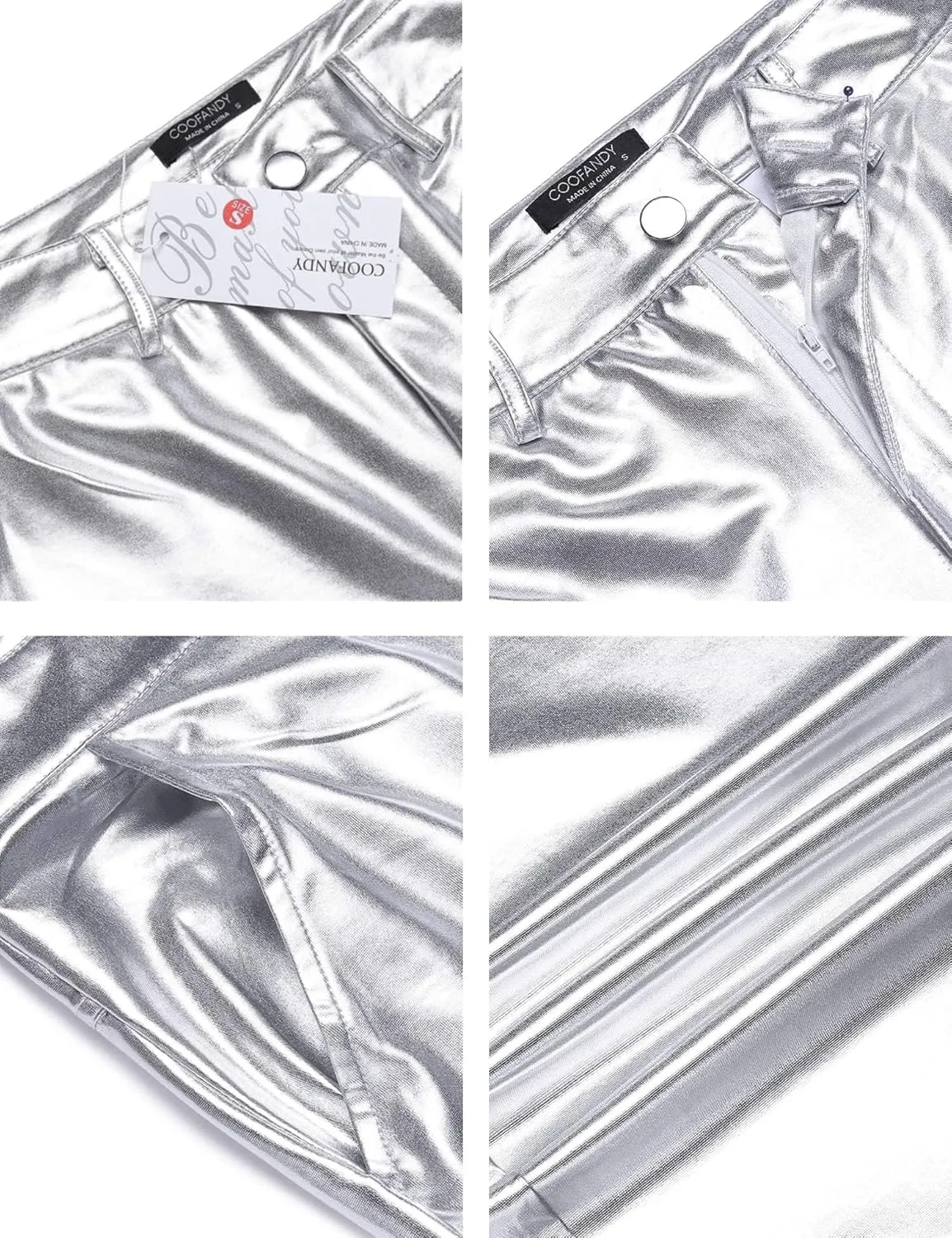 COOFANDY Men's Metallic Shiny Pants Night Club Pants 70s 80s 90s Disco Pant Party Dance Straight Leg Trousers