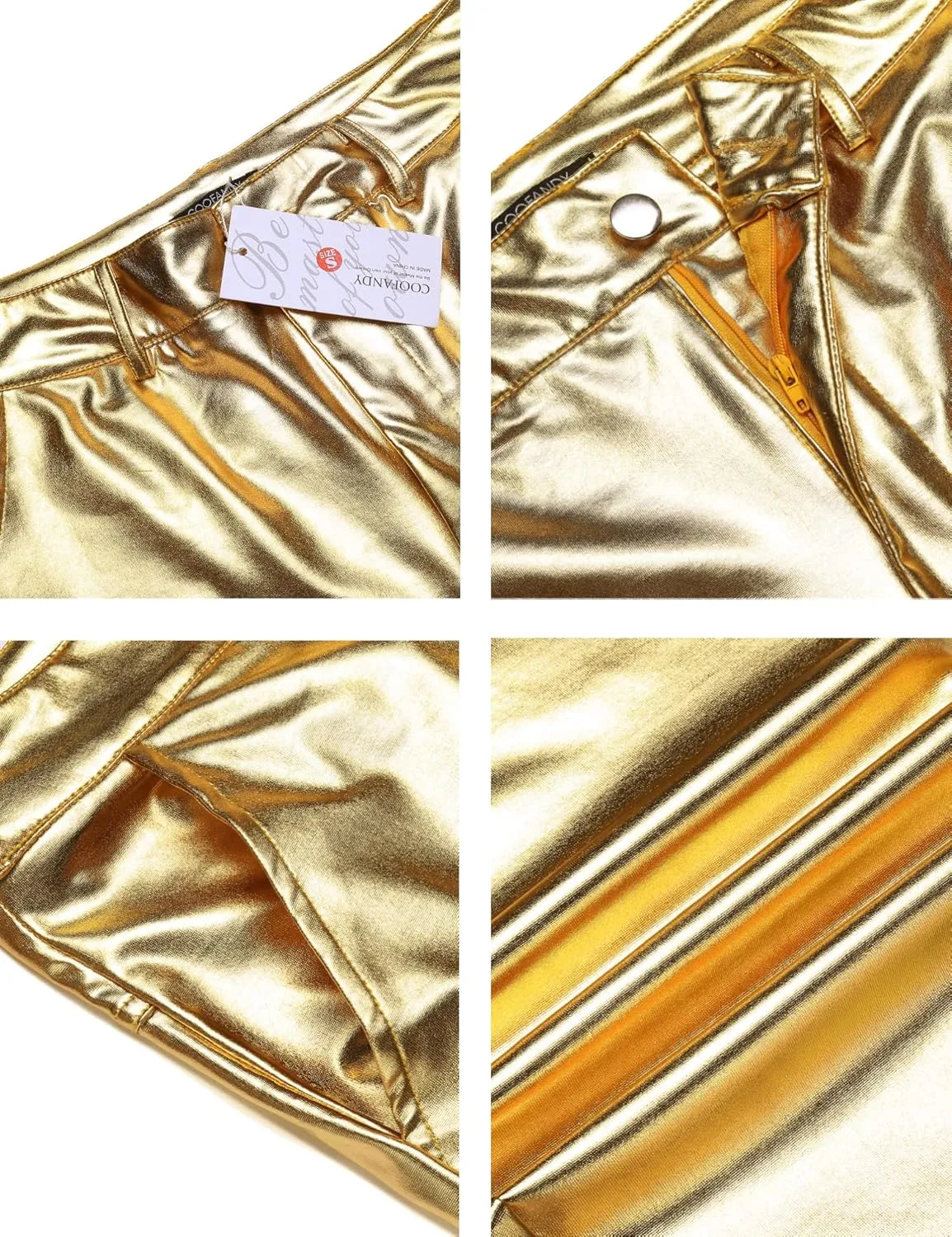 COOFANDY Men's Metallic Shiny Pants Night Club Pants 70s 80s 90s Disco Pant Party Dance Straight Leg Trousers