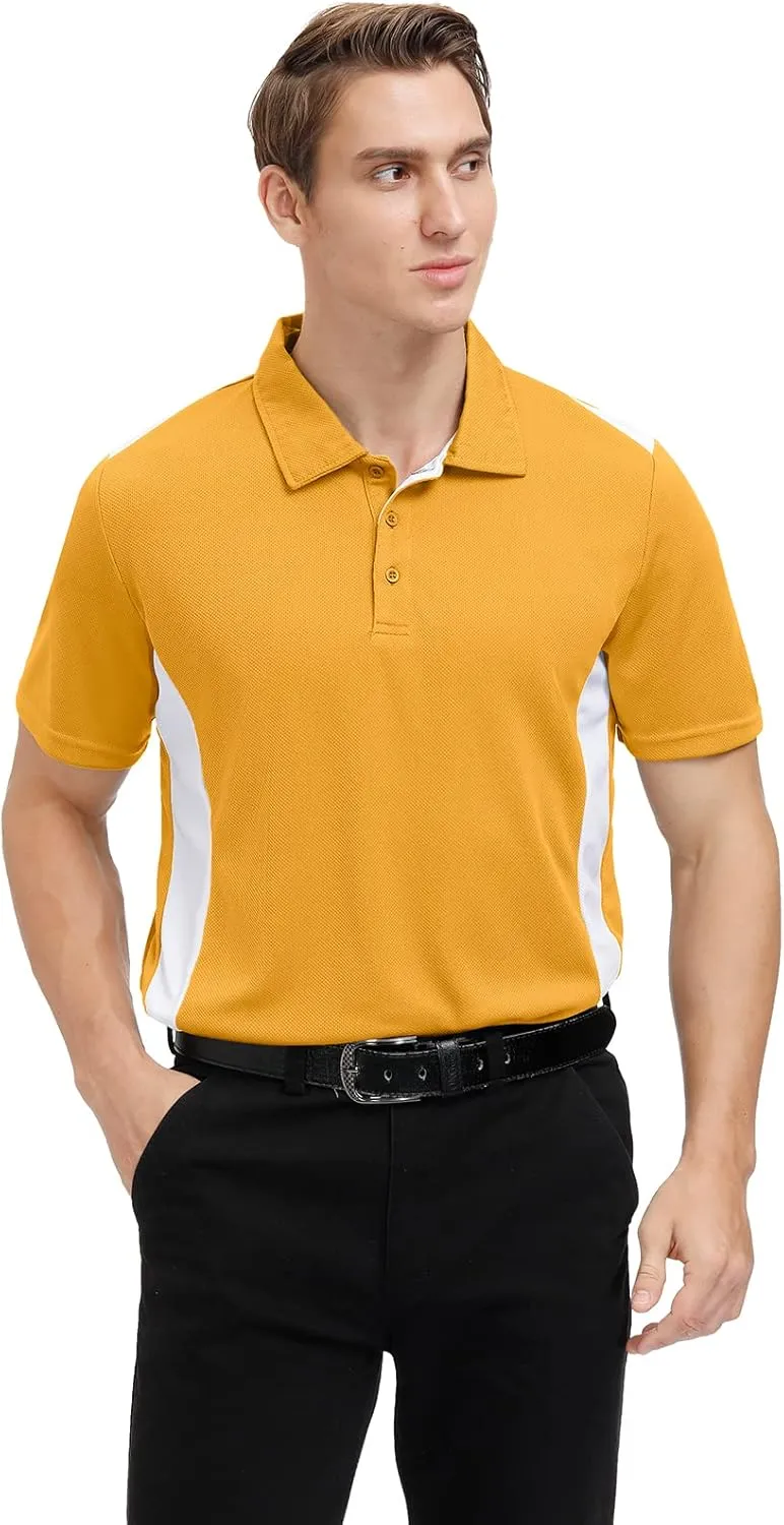 Corna Men's Big and Tall Golf Polo Shirts Moisture Wicking Performance Dry Fit Collared Shirts for Men L-6XL