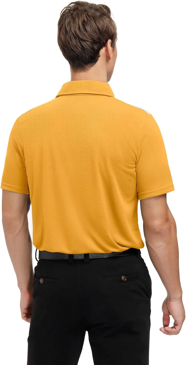 Corna Men's Big and Tall Golf Polo Shirts Moisture Wicking Performance Dry Fit Collared Shirts for Men L-6XL