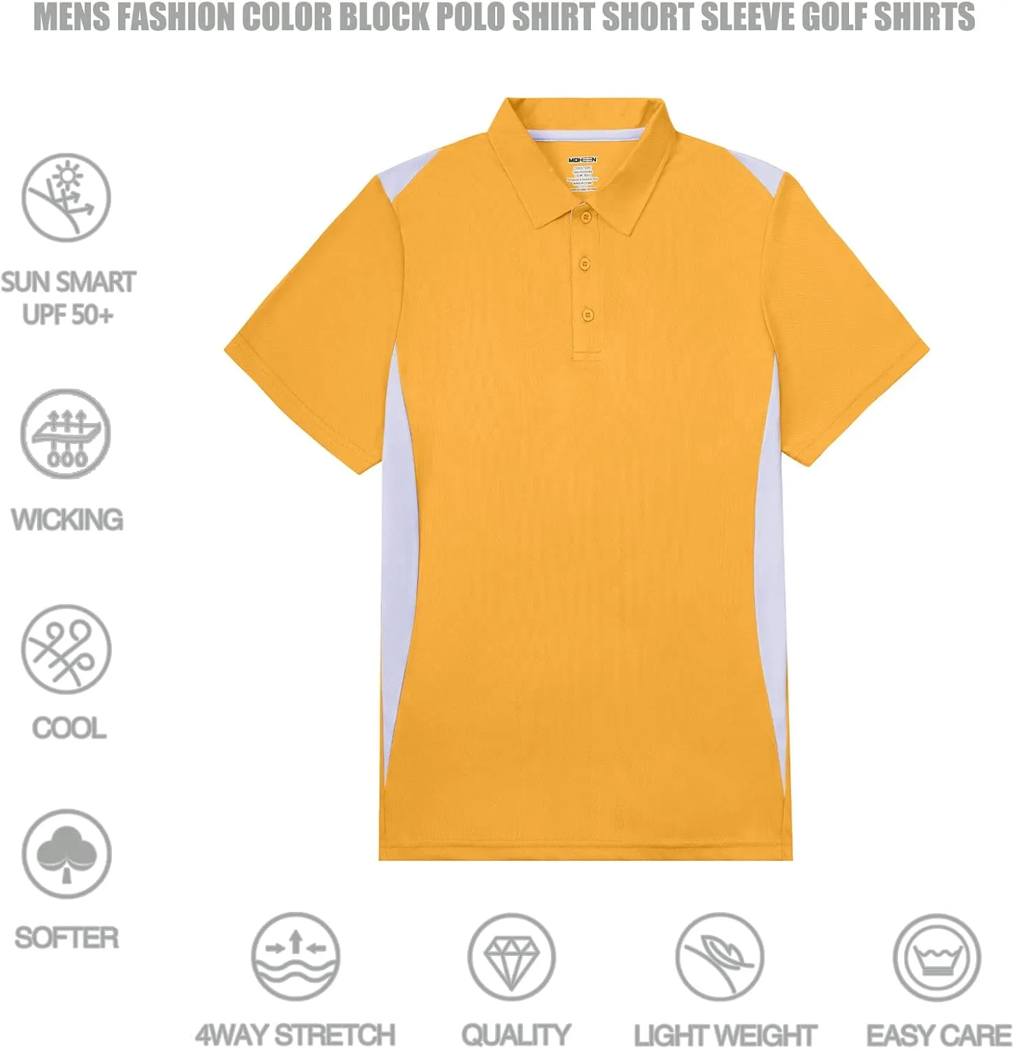 Corna Men's Big and Tall Golf Polo Shirts Moisture Wicking Performance Dry Fit Collared Shirts for Men L-6XL