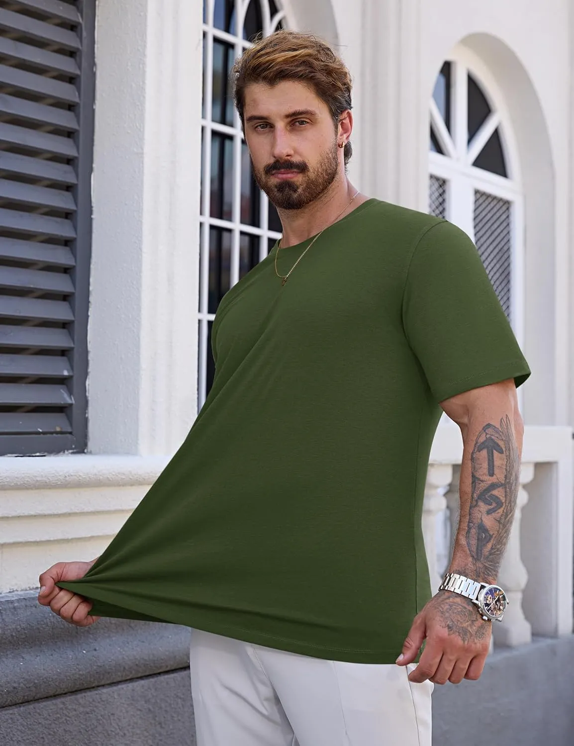 Cotrasen Mens T-Shirts Short Sleeve Cotton UPF 50  Lightweight Moisture Wicking Cooling Casual Crew Neck Basic Tee Shirts