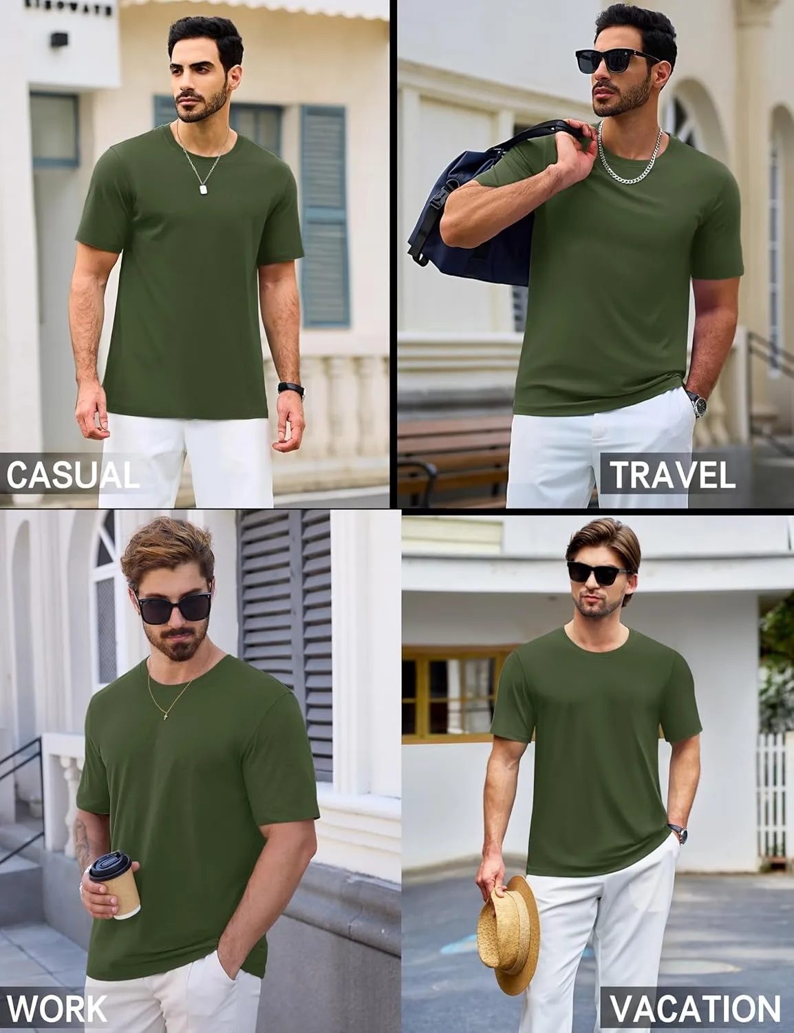 Cotrasen Mens T-Shirts Short Sleeve Cotton UPF 50  Lightweight Moisture Wicking Cooling Casual Crew Neck Basic Tee Shirts