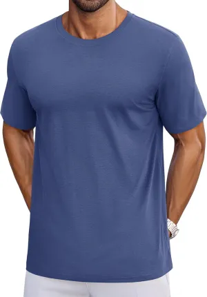 Cotrasen Mens T-Shirts Short Sleeve Cotton UPF 50  Lightweight Moisture Wicking Cooling Casual Crew Neck Basic Tee Shirts