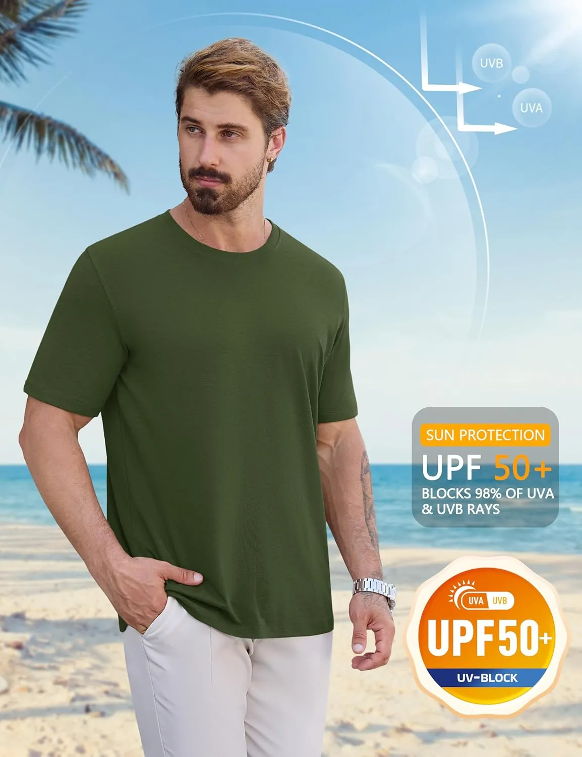 Cotrasen Mens T-Shirts Short Sleeve Cotton UPF 50  Lightweight Moisture Wicking Cooling Casual Crew Neck Basic Tee Shirts
