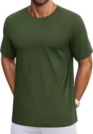 Cotrasen Mens T-Shirts Short Sleeve Cotton UPF 50  Lightweight Moisture Wicking Cooling Casual Crew Neck Basic Tee Shirts