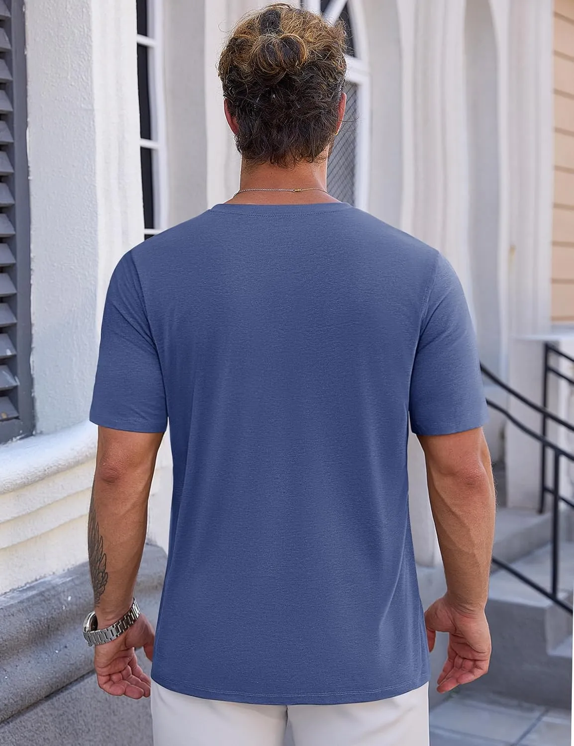 Cotrasen Mens T-Shirts Short Sleeve Cotton UPF 50  Lightweight Moisture Wicking Cooling Casual Crew Neck Basic Tee Shirts