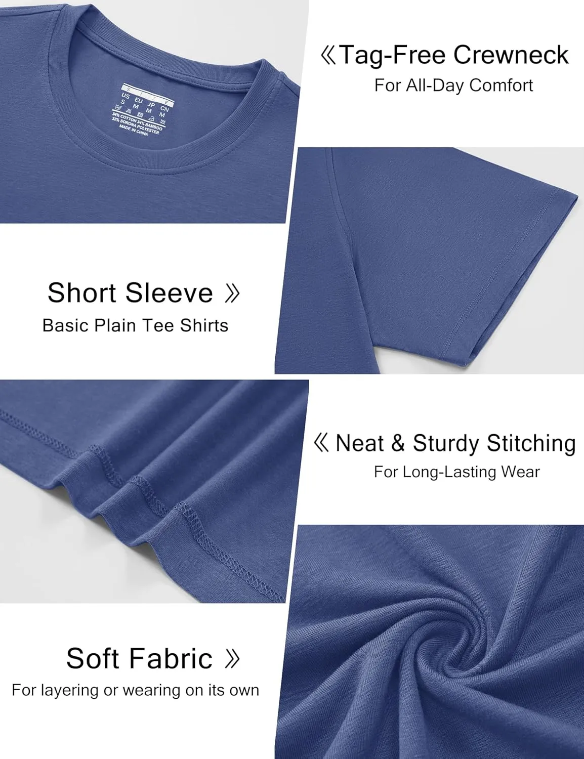 Cotrasen Mens T-Shirts Short Sleeve Cotton UPF 50  Lightweight Moisture Wicking Cooling Casual Crew Neck Basic Tee Shirts