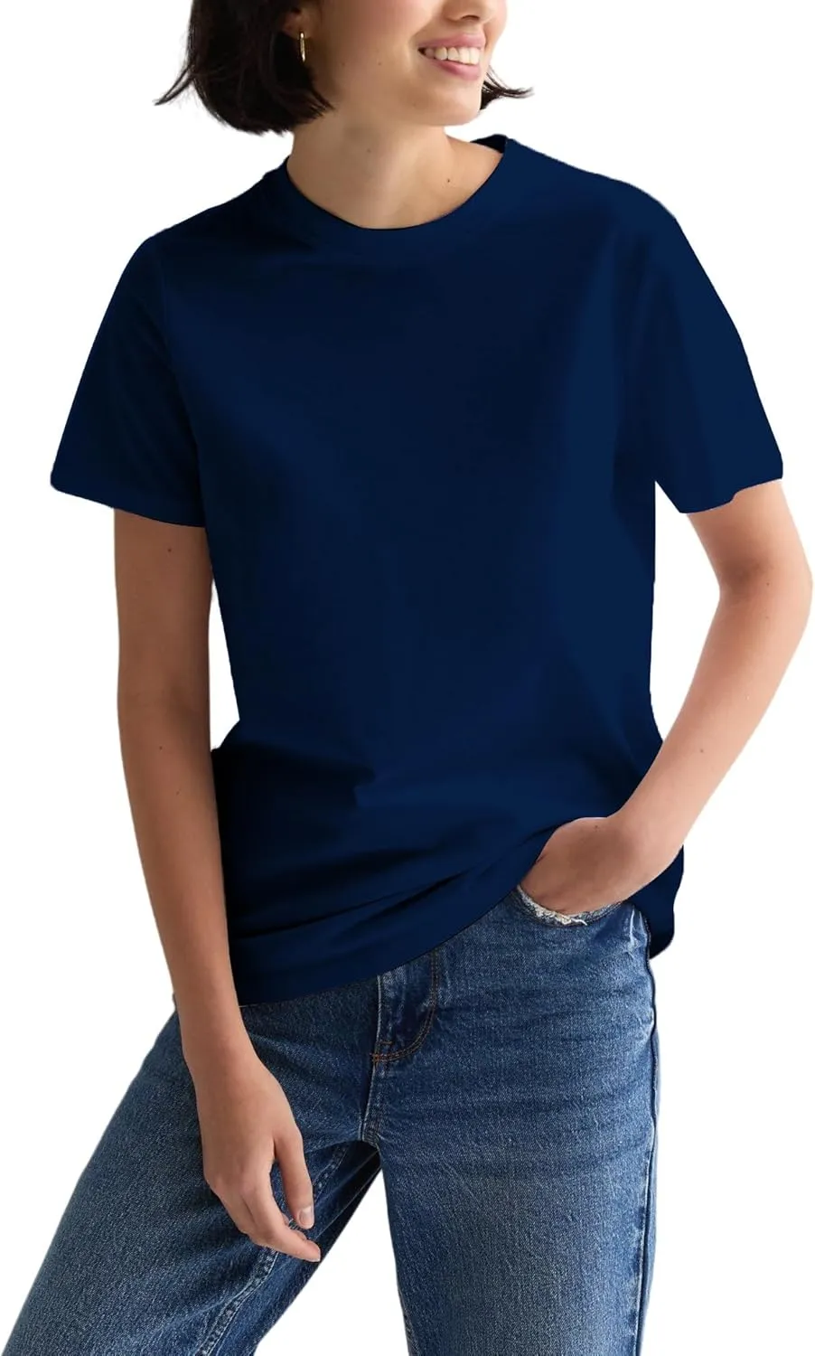 Cotton Basic T Shirts for Women,Crew Neck Short Sleeve Summer Shirts,Solid Loose Fit Tshirt, Plain Workout Tops, Undershirts