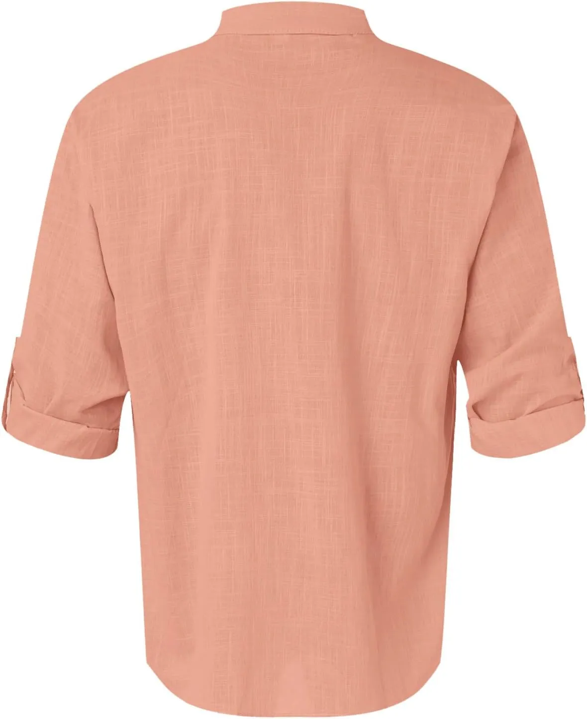 Cotton Linen Shirts for Men Lightweight Solid Color Button Down Long Sleeve Henley Shirts Casual Beach Hippie Tshirt