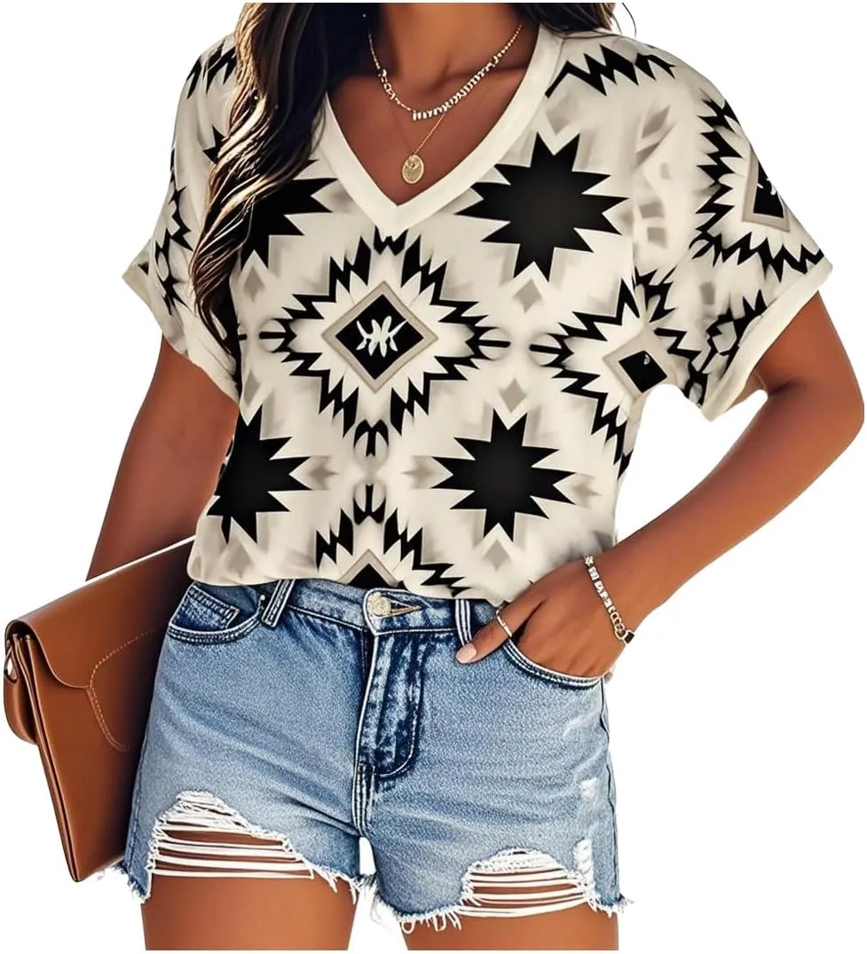 Country Concert Outfits for Women Nashville Cowgirl Western Country Graphic Tees Shirt Tops Cute V Neck Cut Out T Shirts