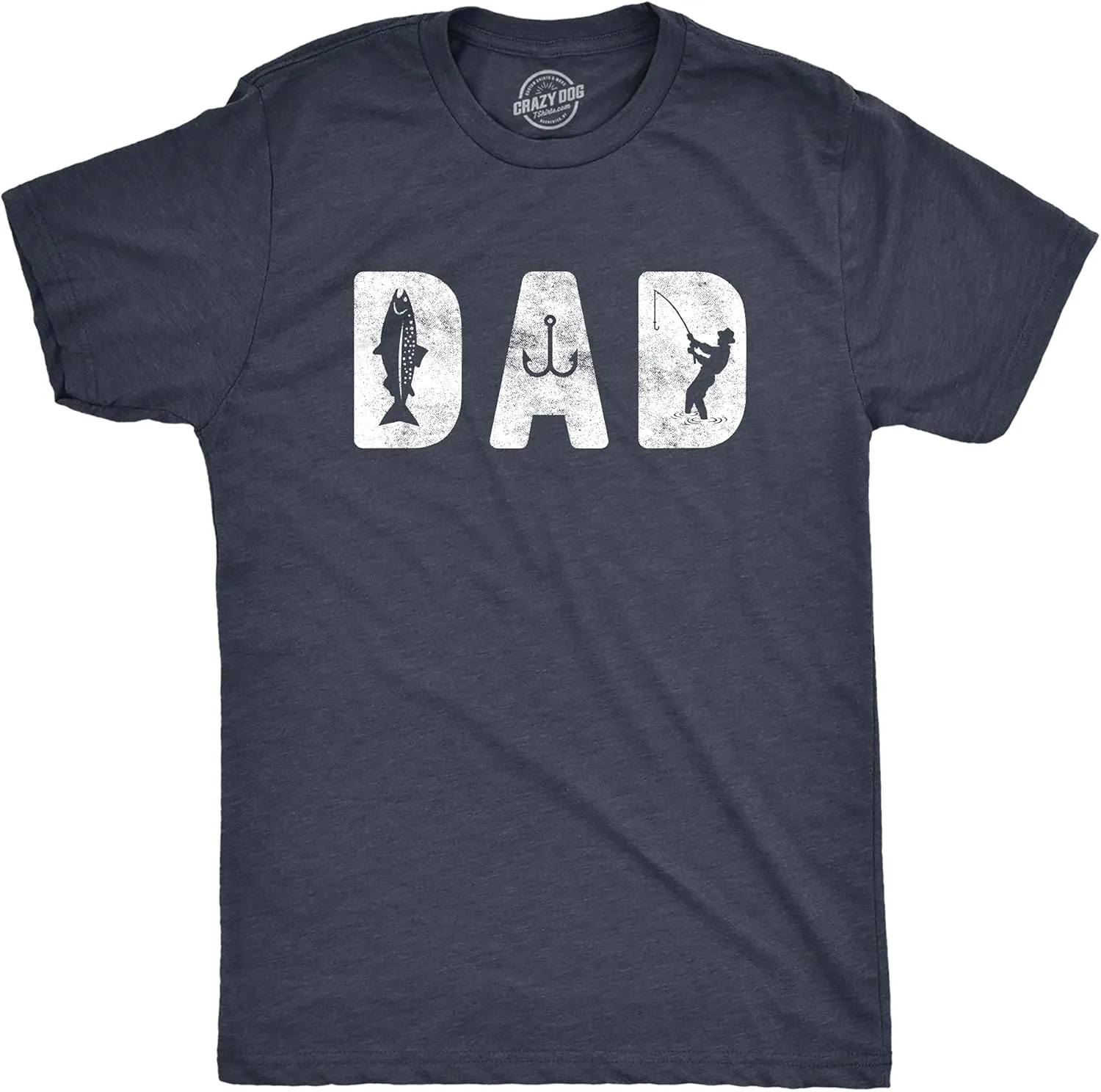 Crazy Dog Dad Fishing Shirts Funny Father's Day Reel Cool Dad Papa Grandpa Tees