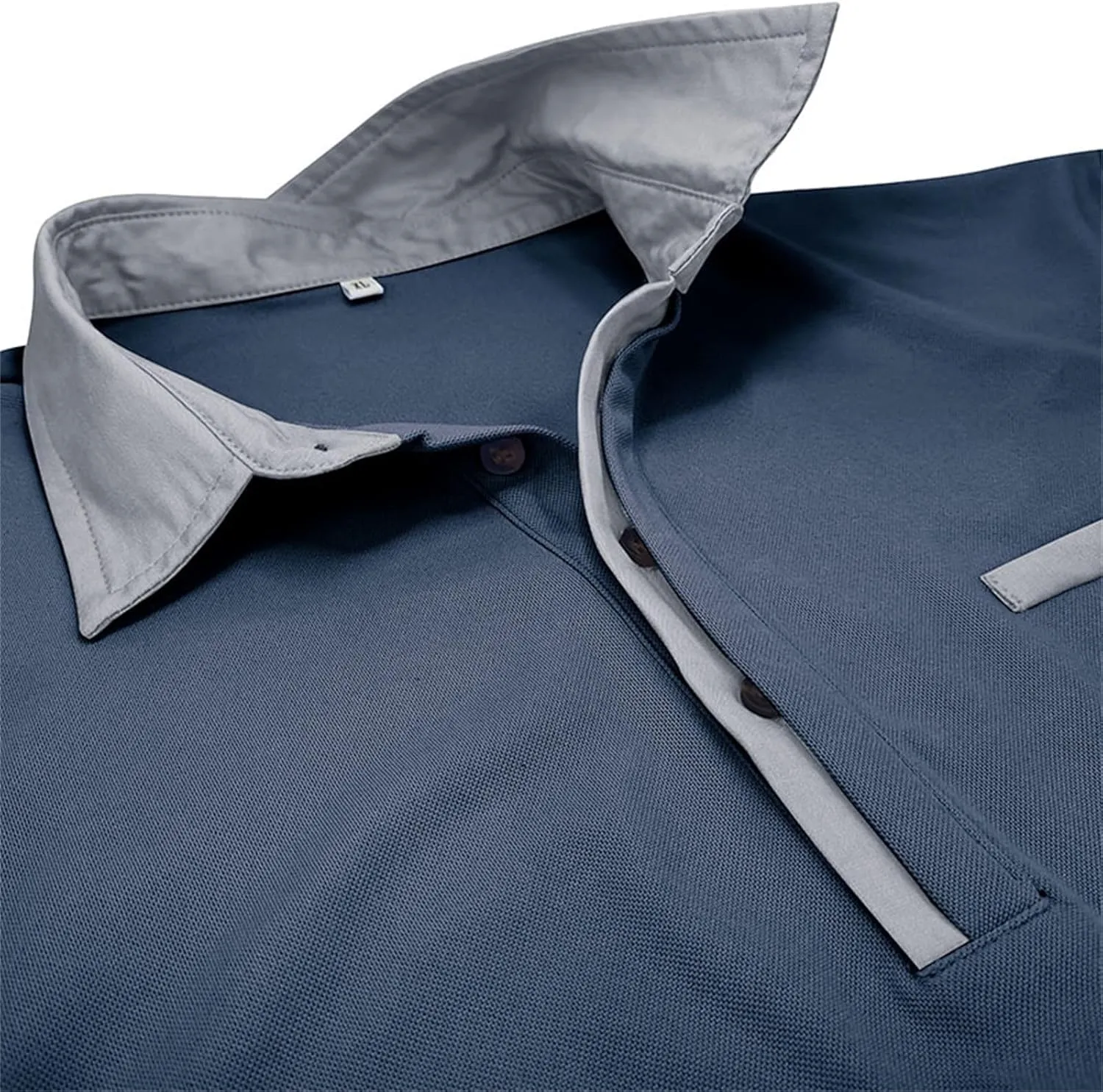CRNTCEM Mens Long Sleeves Button Up Polo Shirts Chinos Cotton Slim Fit Tennis Shirts Lapel Collar Business Work Golf Teeshirt