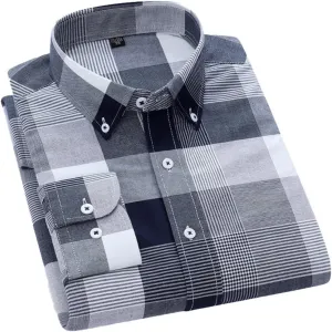 Cromoncent Mens Long Sleeve Oxford Button Down Shirts Casual Dress Shirt for Men,100% Cotton,Plaid/Stripes Shirts